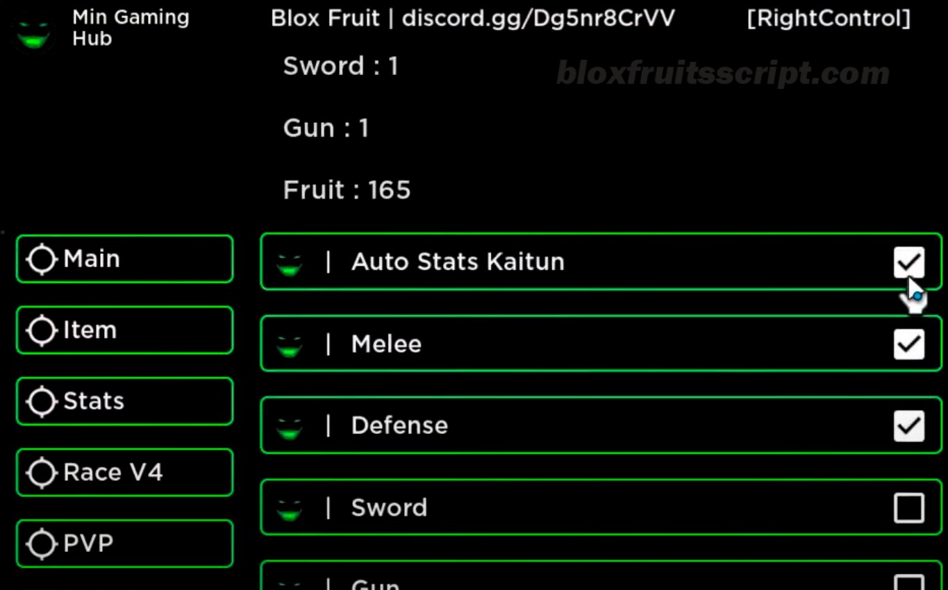 Blox Fruits Script Min Hub script menu