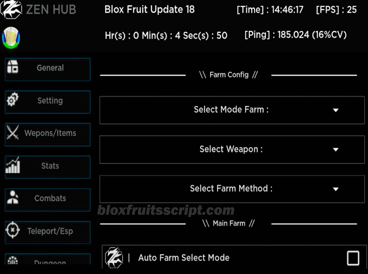 blox fruits script zen hub script menu